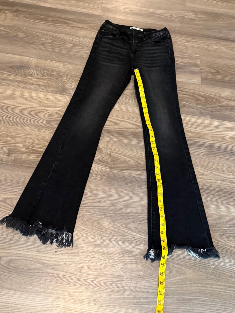 Kancan High Rise Washed black Frayed Hem Bootcut Jeans Women’s size 26 - Picture 5 of 7
